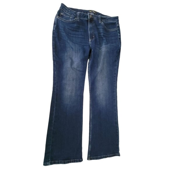Lee Regular Fit Boot Cut Mid Rise Jeans Womens Size 33 Waist Dark Wash Denim - Picture 2 of 5